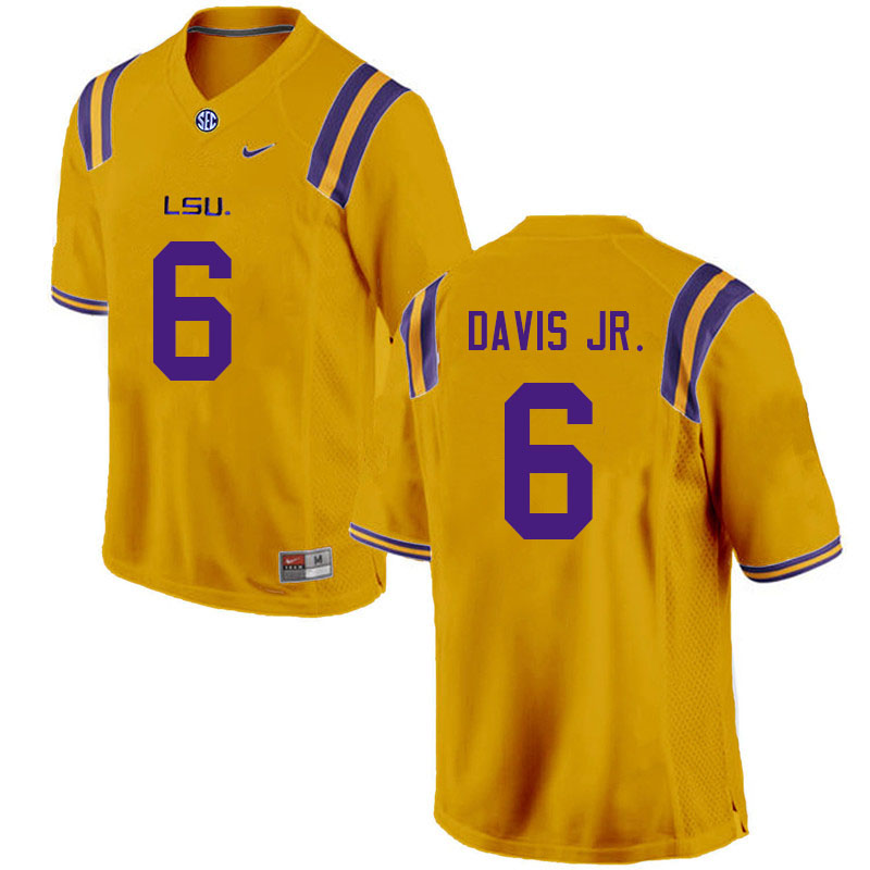 Men #6 Derrick Davis Jr. LSU Tigers College Football Jerseys Sale-Gold